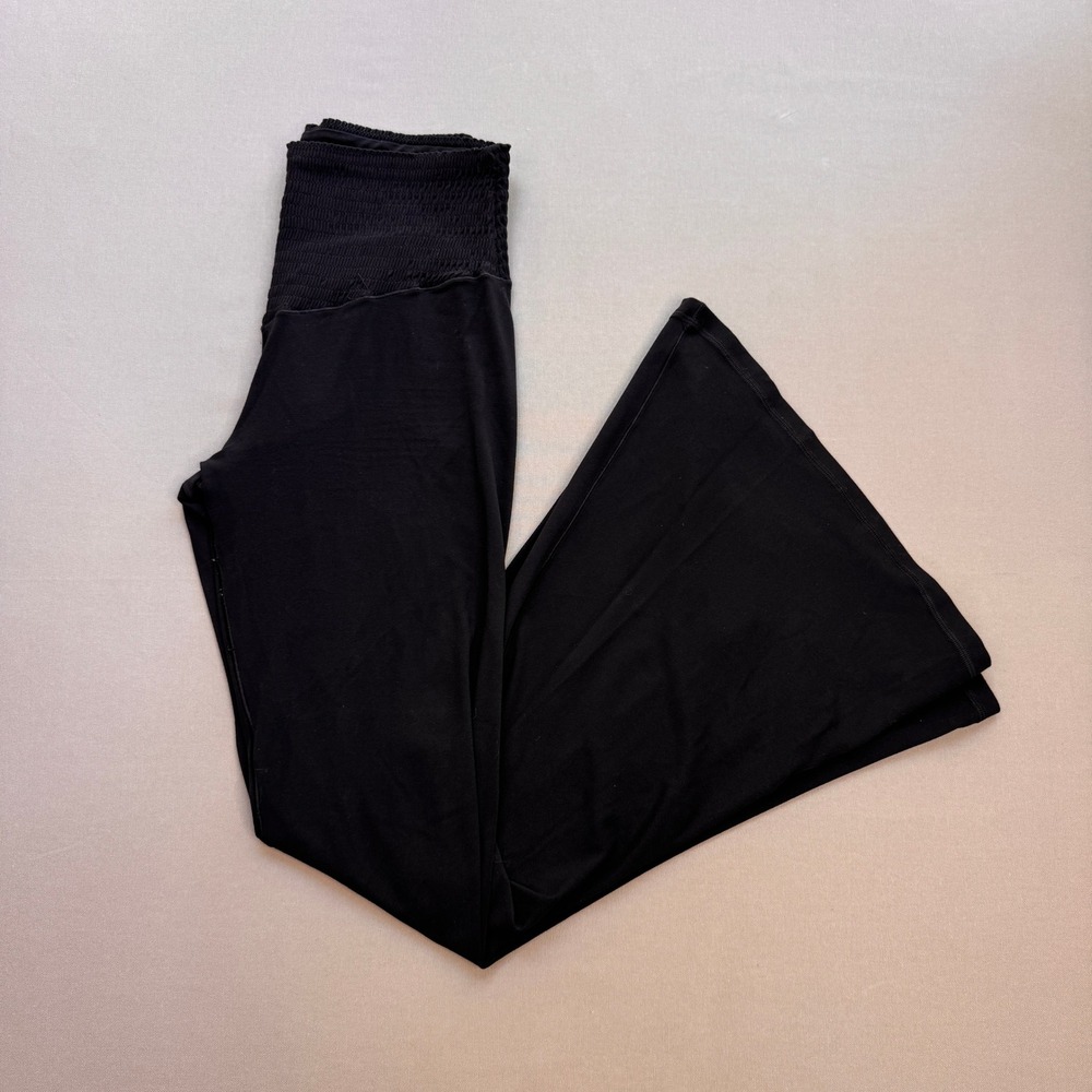 OFFLINE by Aerie Real Me High Rise Smocked Super Flare Leggings Black Large